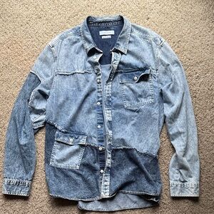 Urban Outfitters Blue Denim Patchwork Shirt Jacket